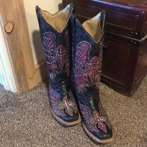 Corral vintage pink bling boots. Square toe.